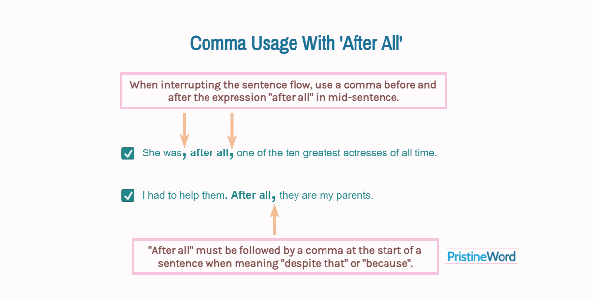does a comma go after first of all