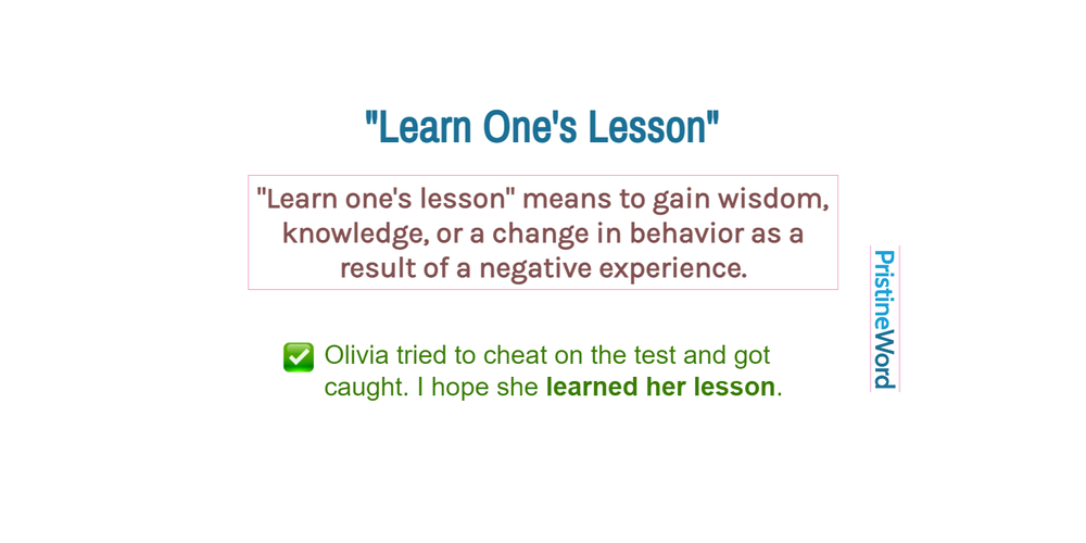 'Learn One's Lesson' Meaning and Usage