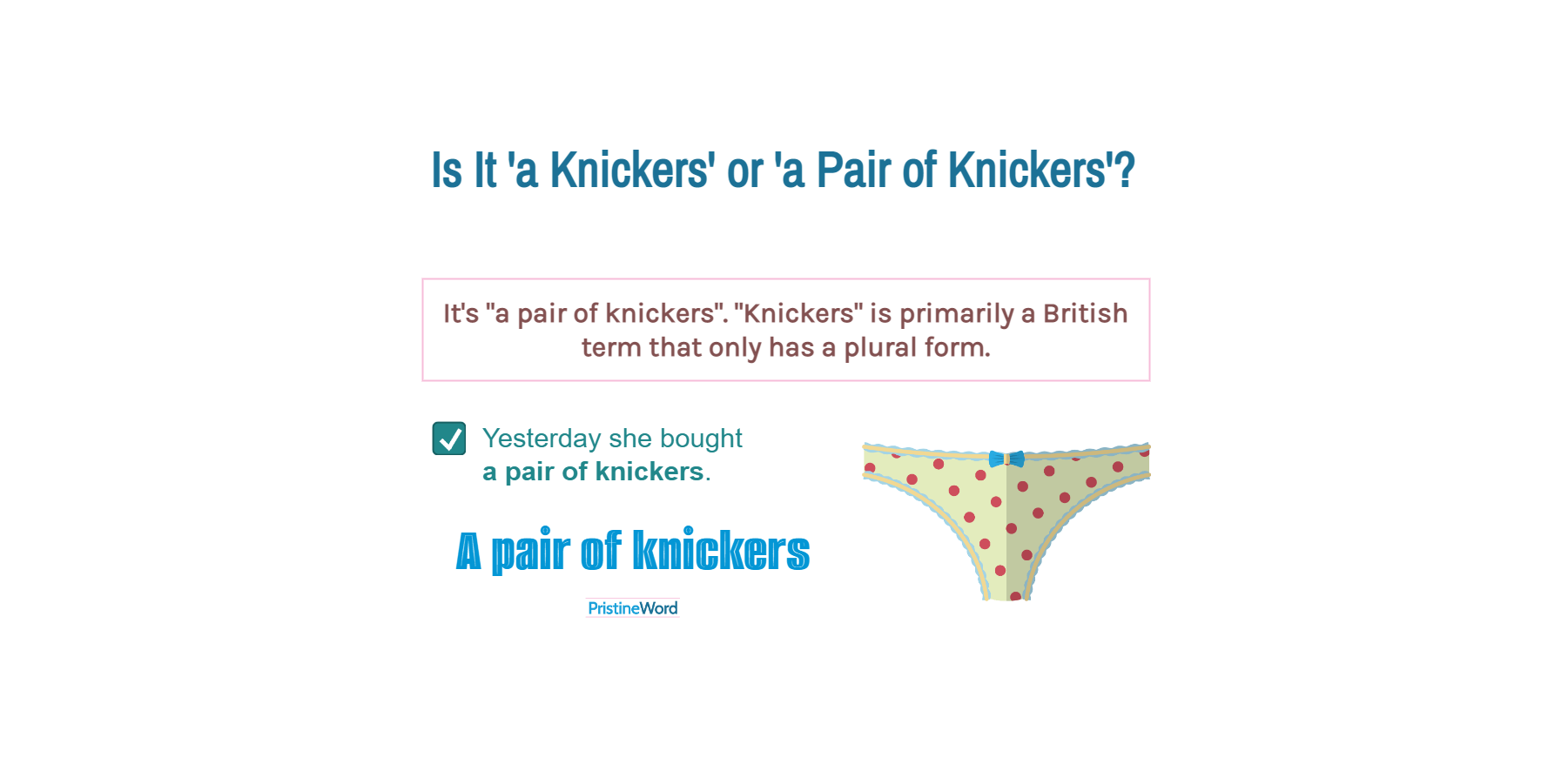 A Knickers' or 'a Pair of Knickers'. Which Is Correct?