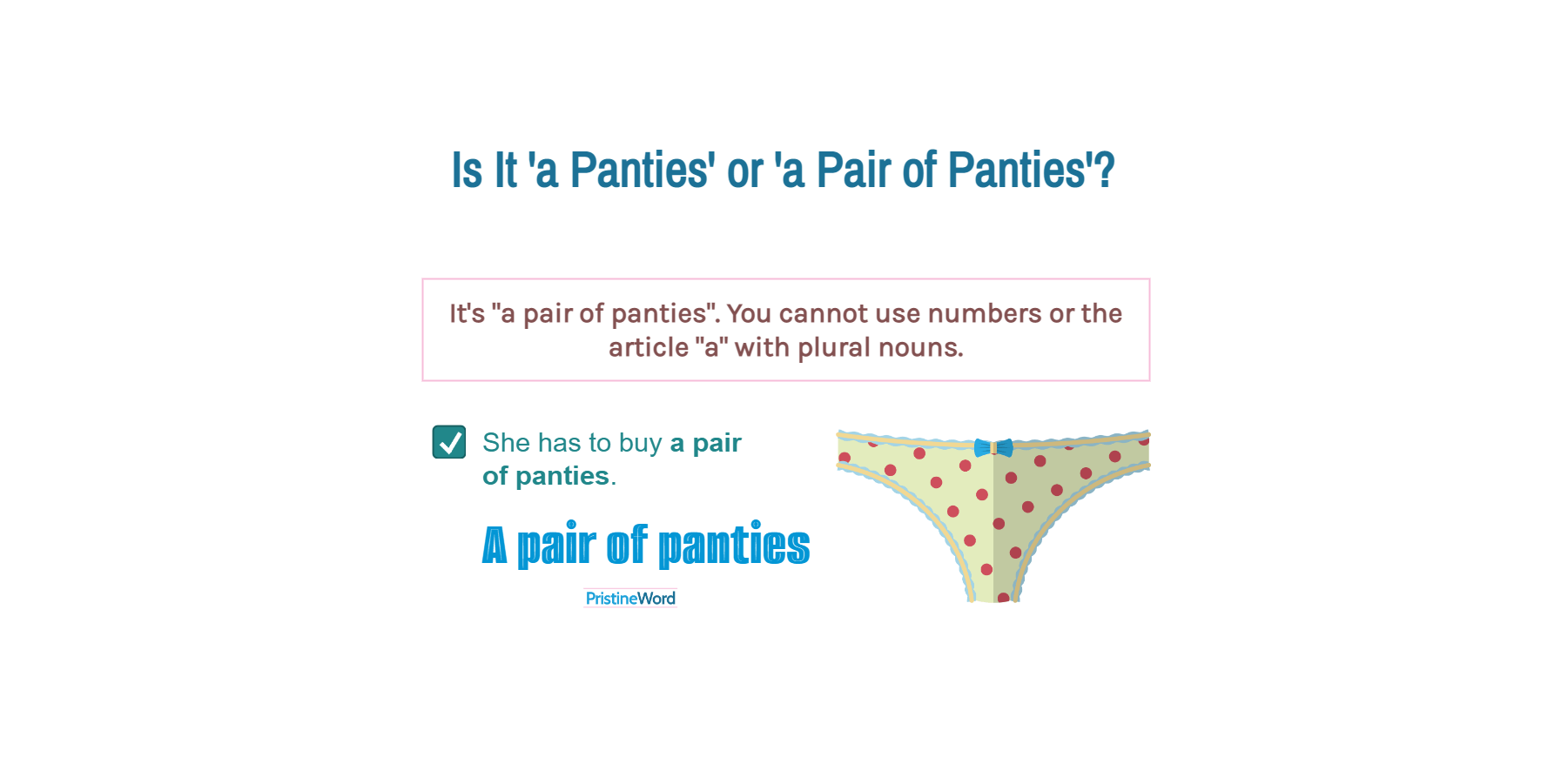 A Panties' or 'a Pair of Panties'. Which Is Correct?
