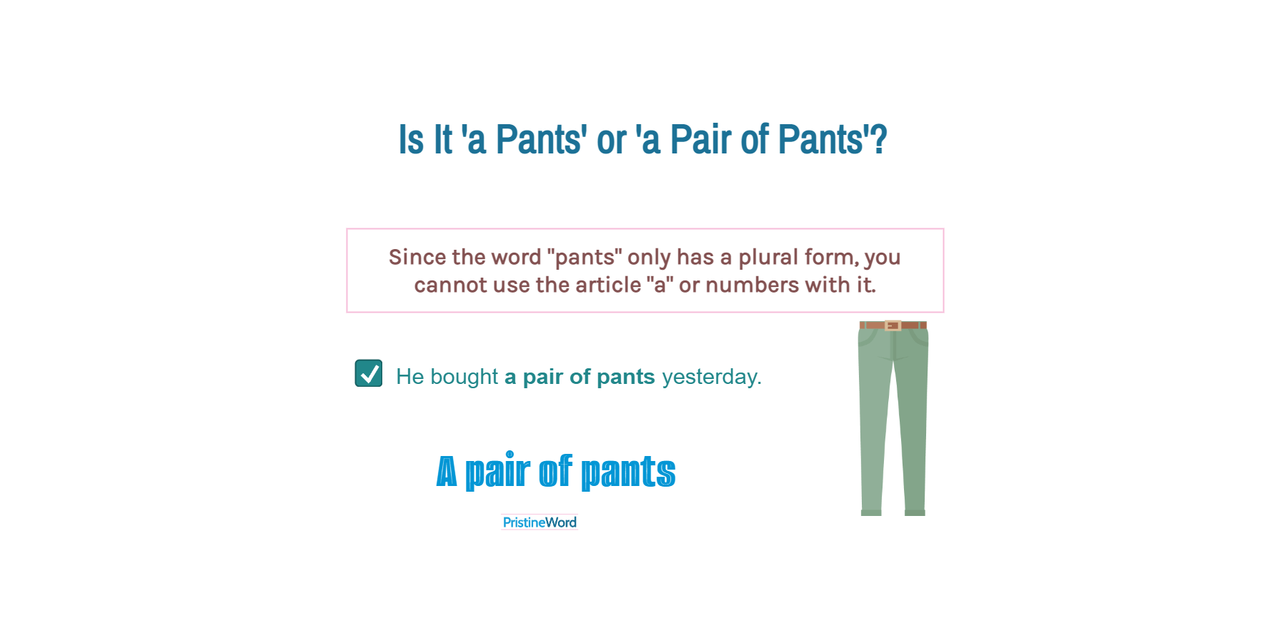 Is 'pants' a plural of 'pant'? - Quora