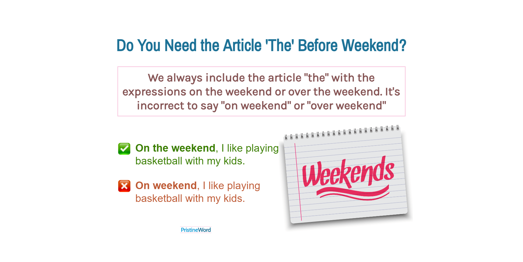 At the weekend or on the weekend discount