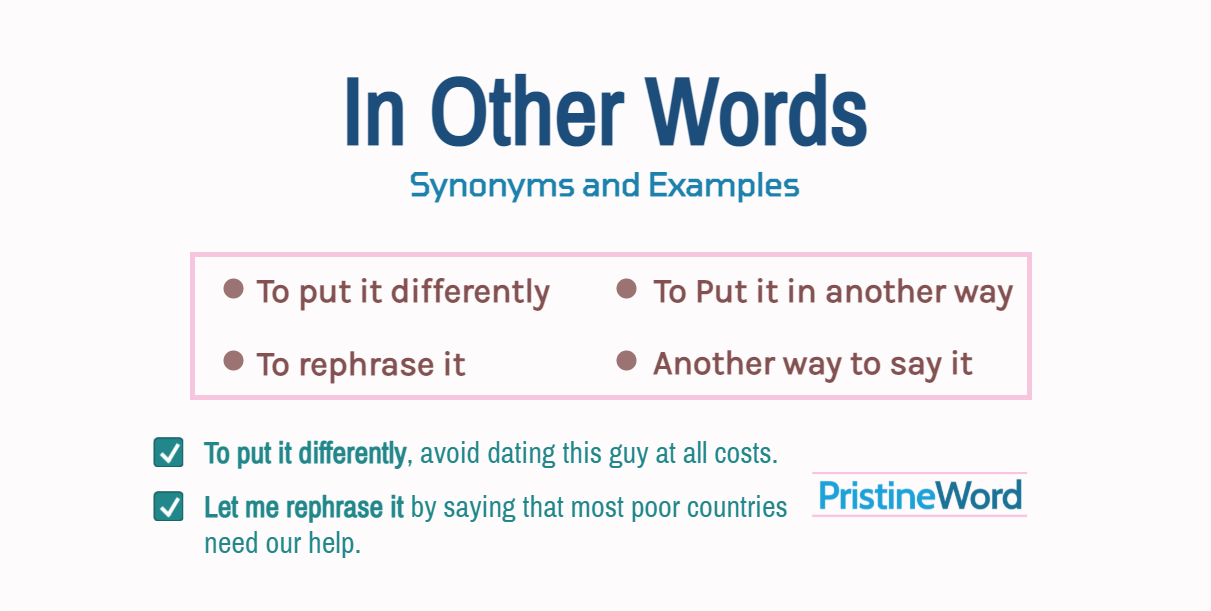 'In other words' Synonyms