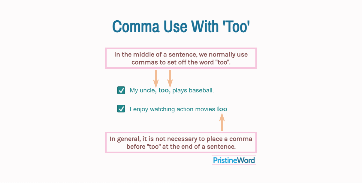 When to Use a Comma Before or After 'Too'