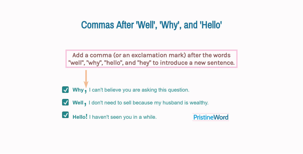 Commas After 'Well', 'Why', or 'Hello' to Introduce a Sentence