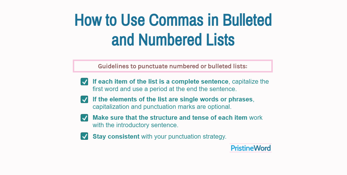 How to Use Commas in Bulleted and Numbered Lists