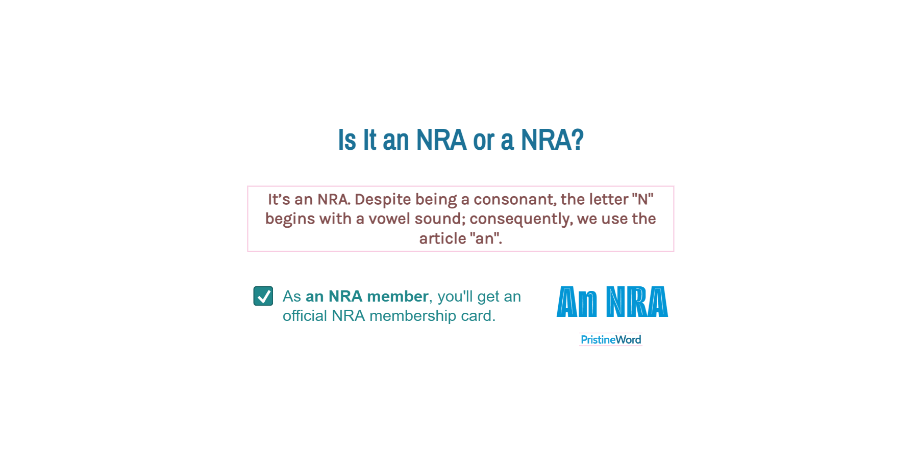 Is It an NRA or a NRA?