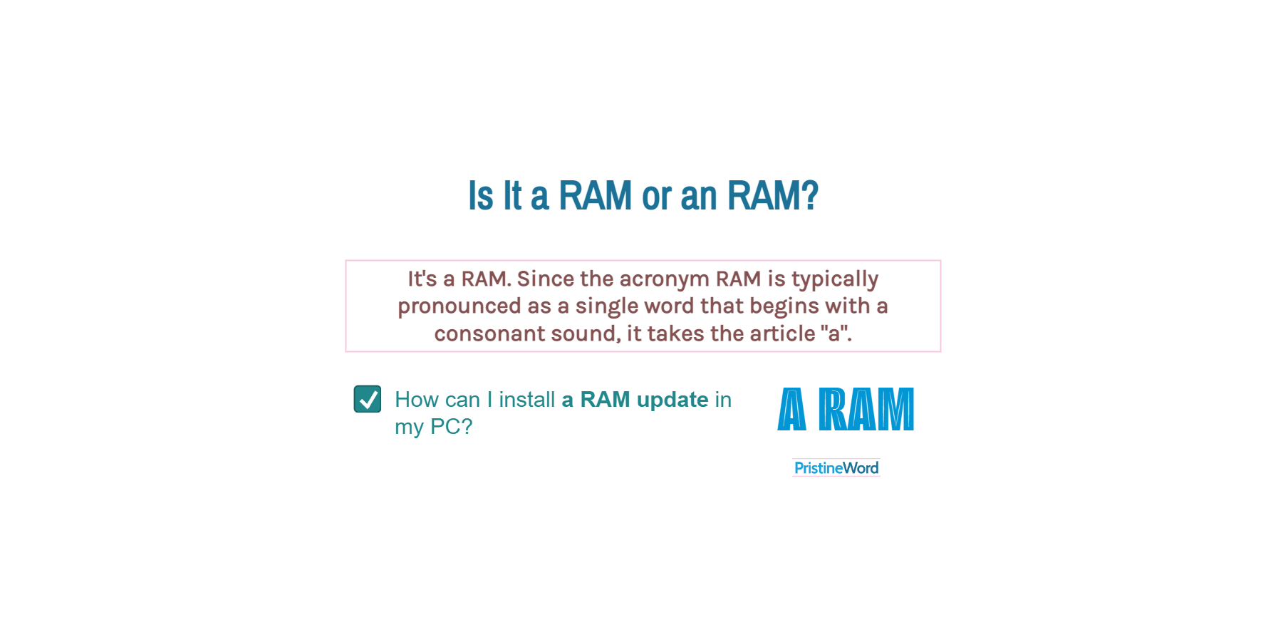 Is It a RAM or an RAM?