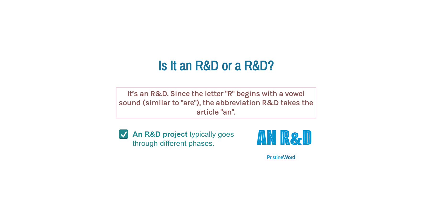Is It an R&D or a R&D?