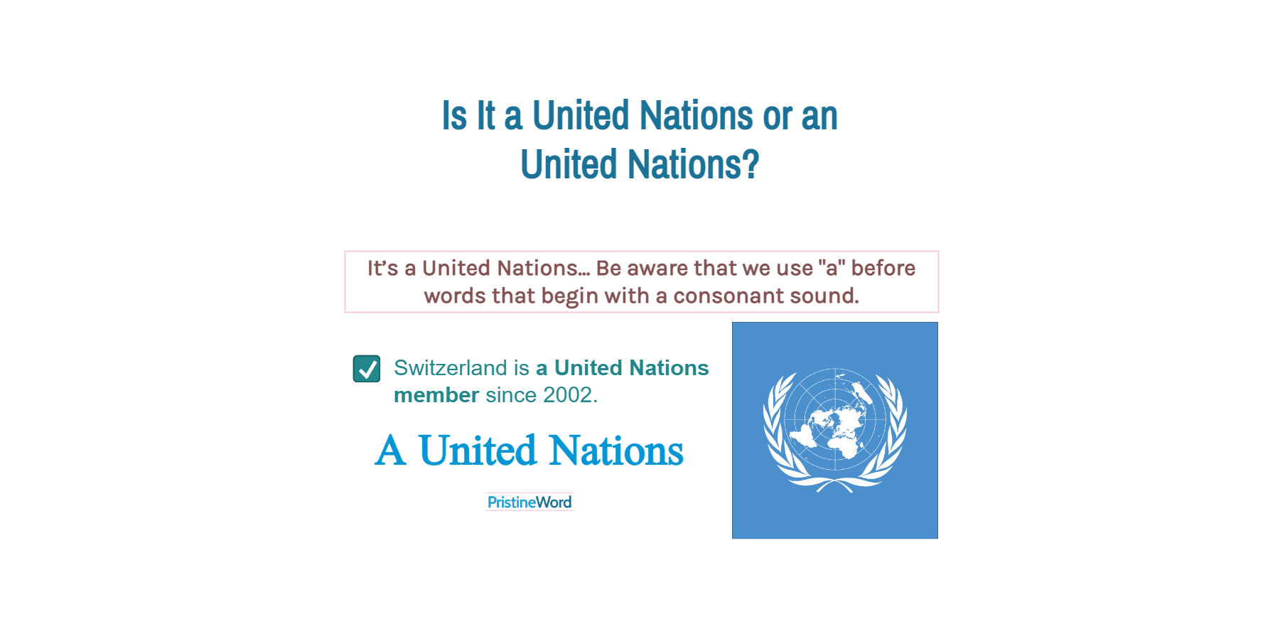 Is It a United Nations or an United Nations?