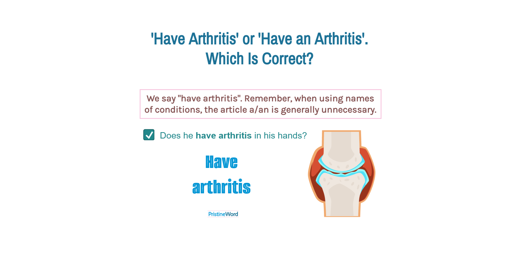 Have Arthritis or Have an Arthritis. Which Is Correct?