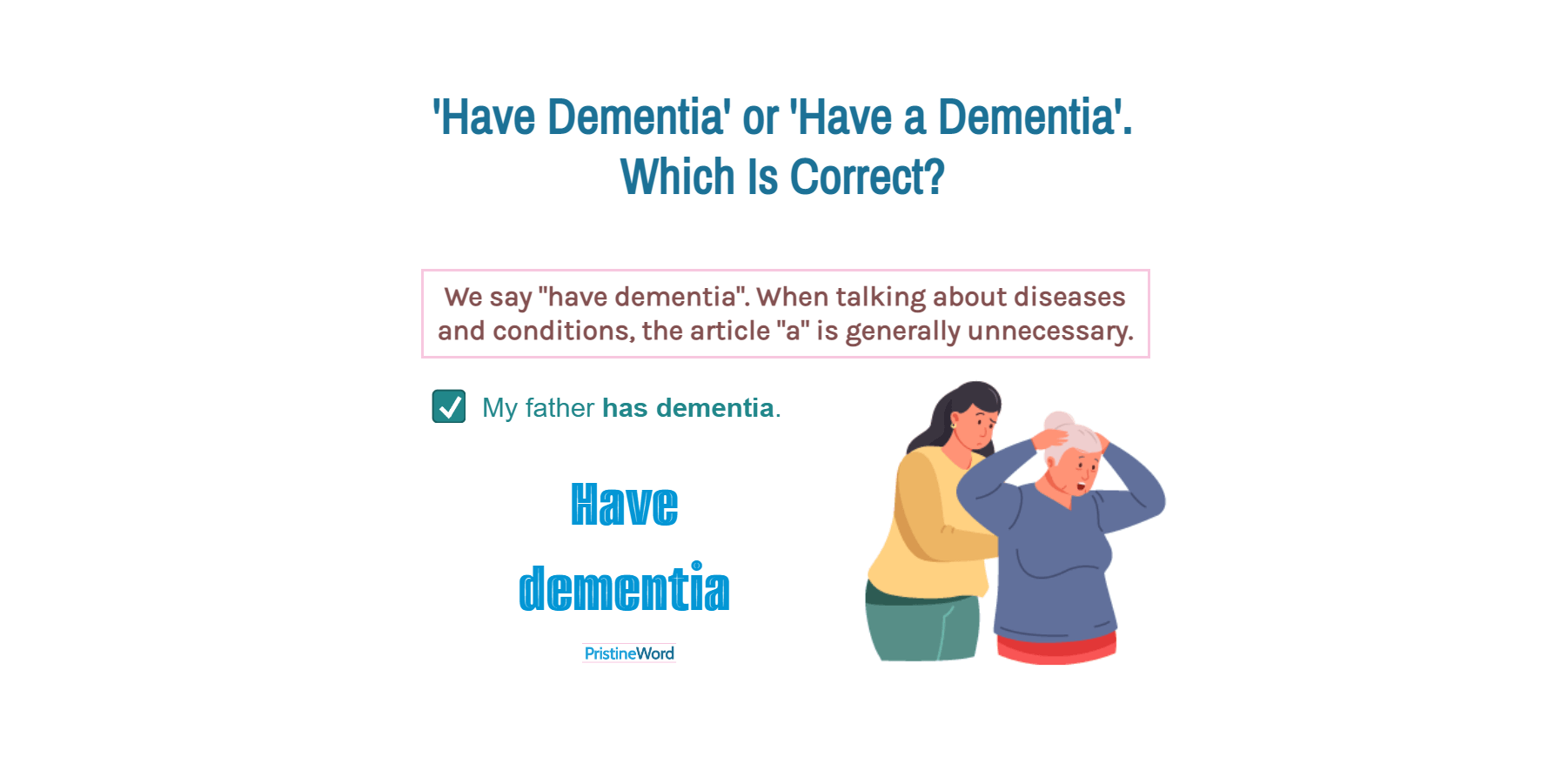 Have Dementia or Have a Dementia. Which Is Correct?