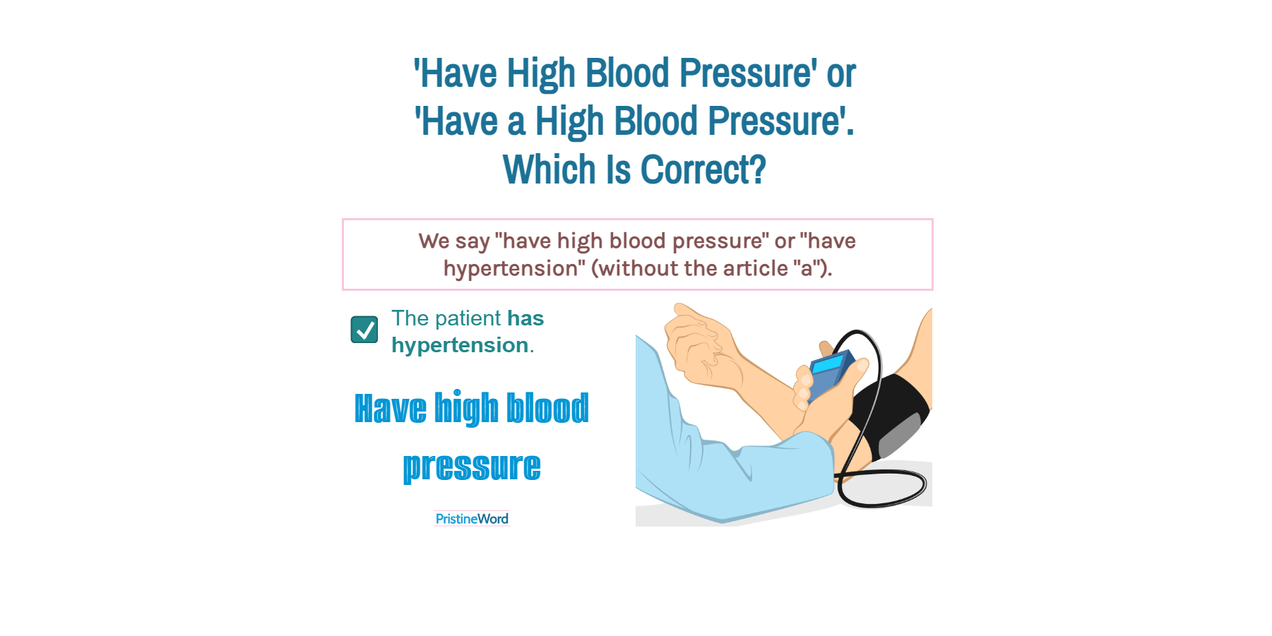 Have Hypertension or Have a Hypertension. Which Is Correct?
