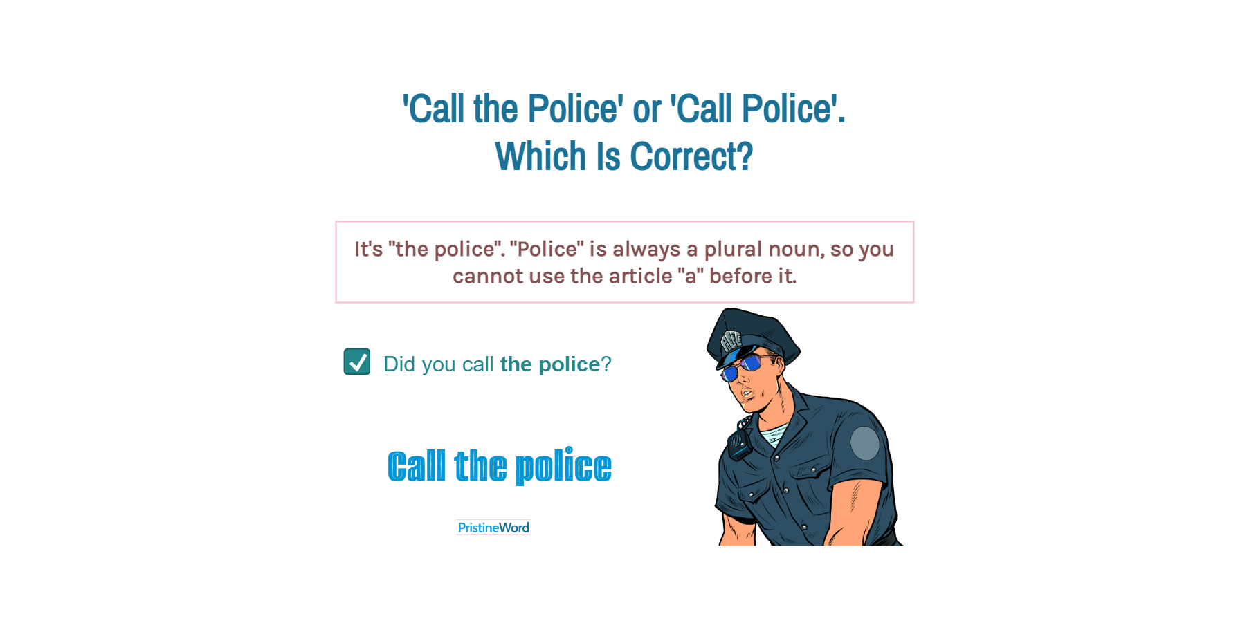 Is It 'The Police' or 'A Police'?