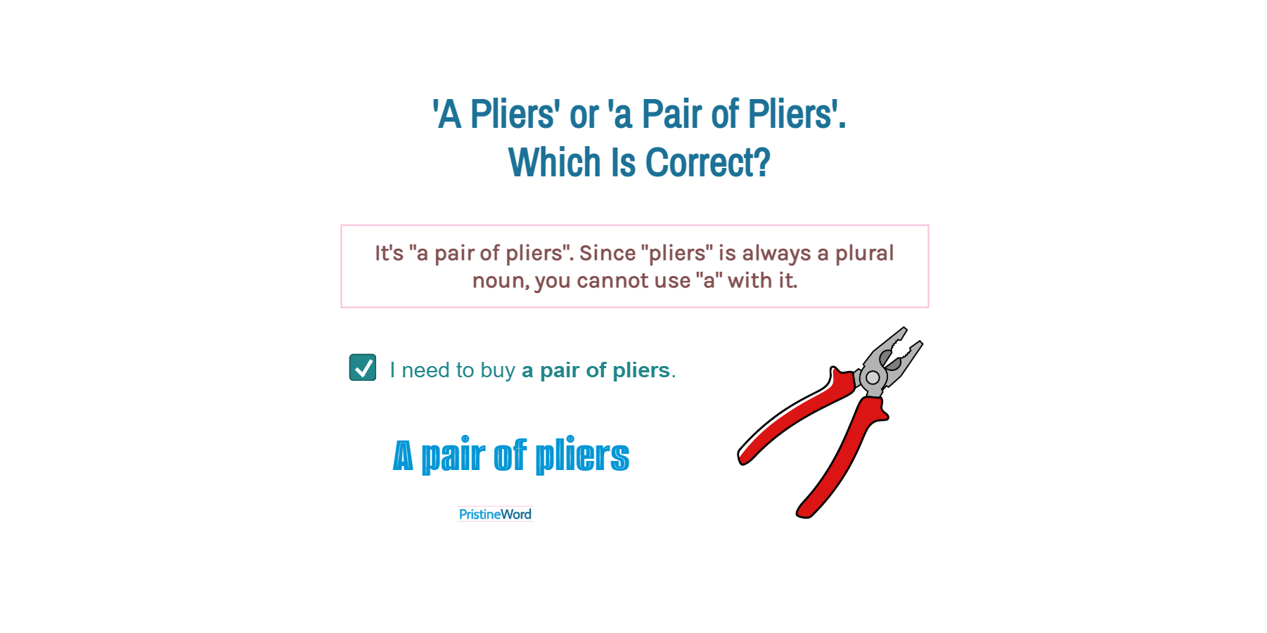 'A Pliers' or 'A Pair of Pliers'. Which Is Correct?
