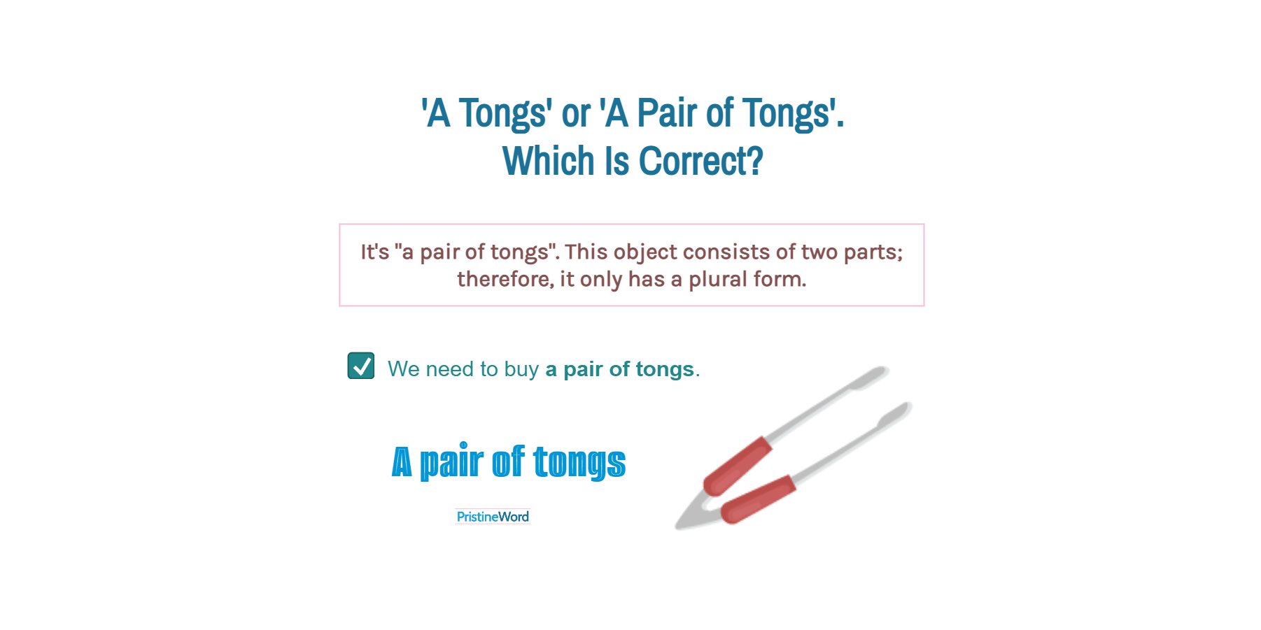 'A Tongs' or 'a Pair of Tongs'. Which Is Correct?