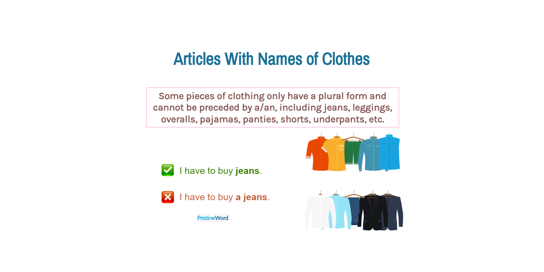 Articles (a/the) with Pieces of Clothing