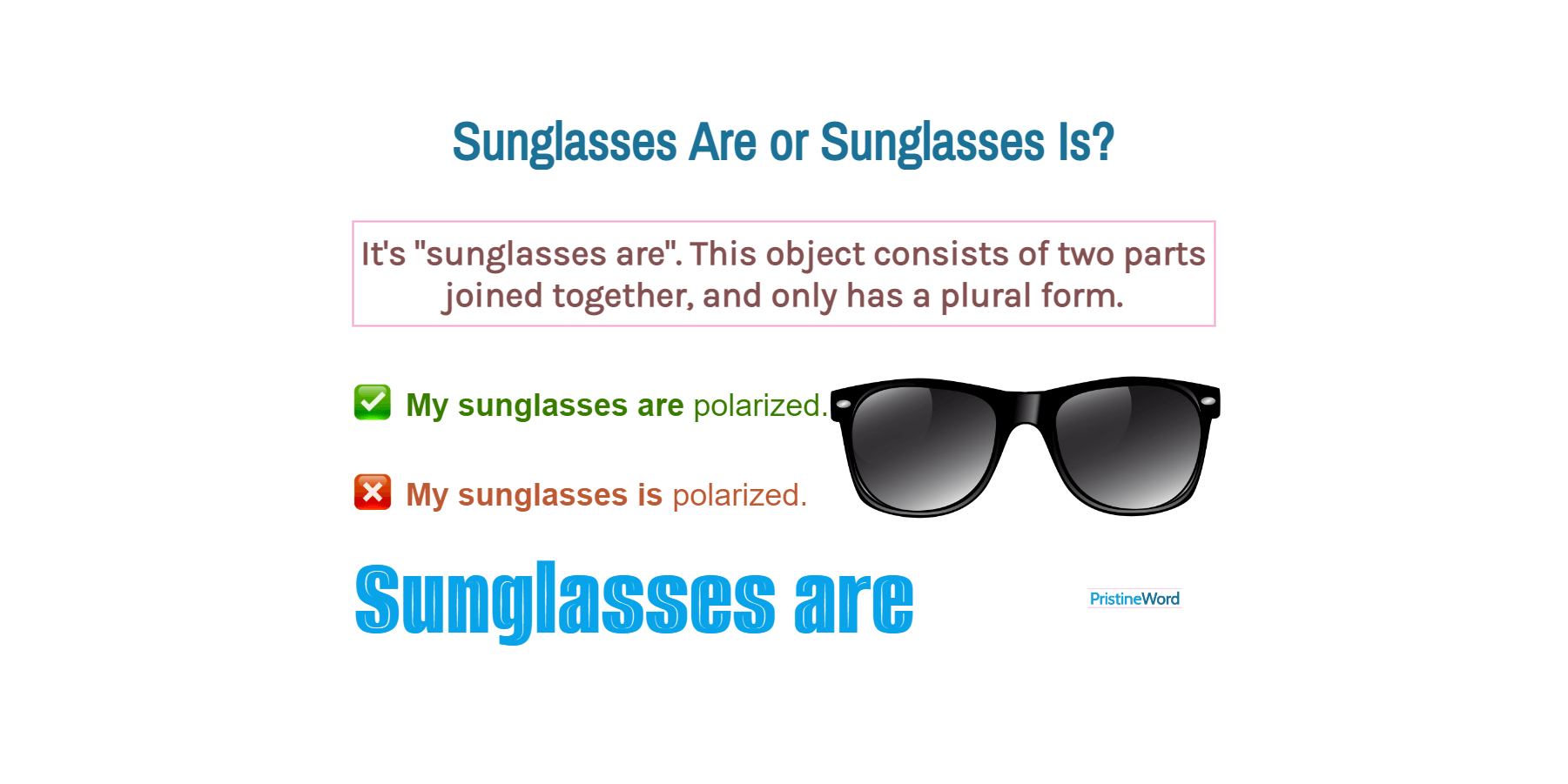 Sunglasses Are Or Sunglasses Is. Which Is Correct?