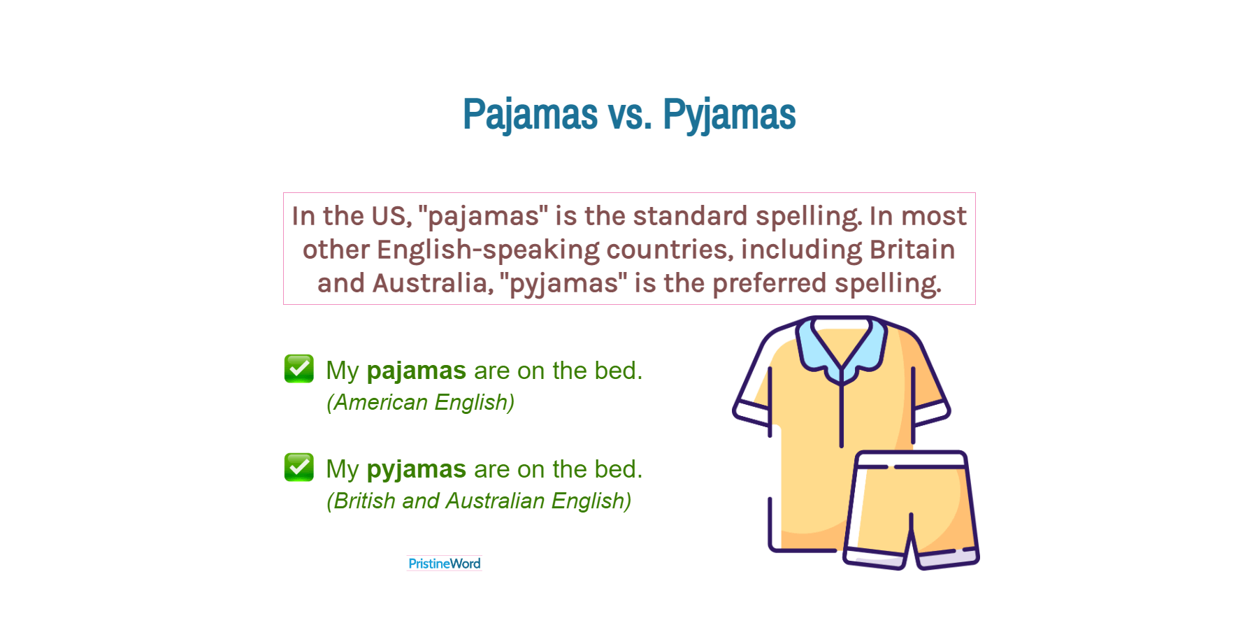 Pajamas or Pyjamas. American vs. British English