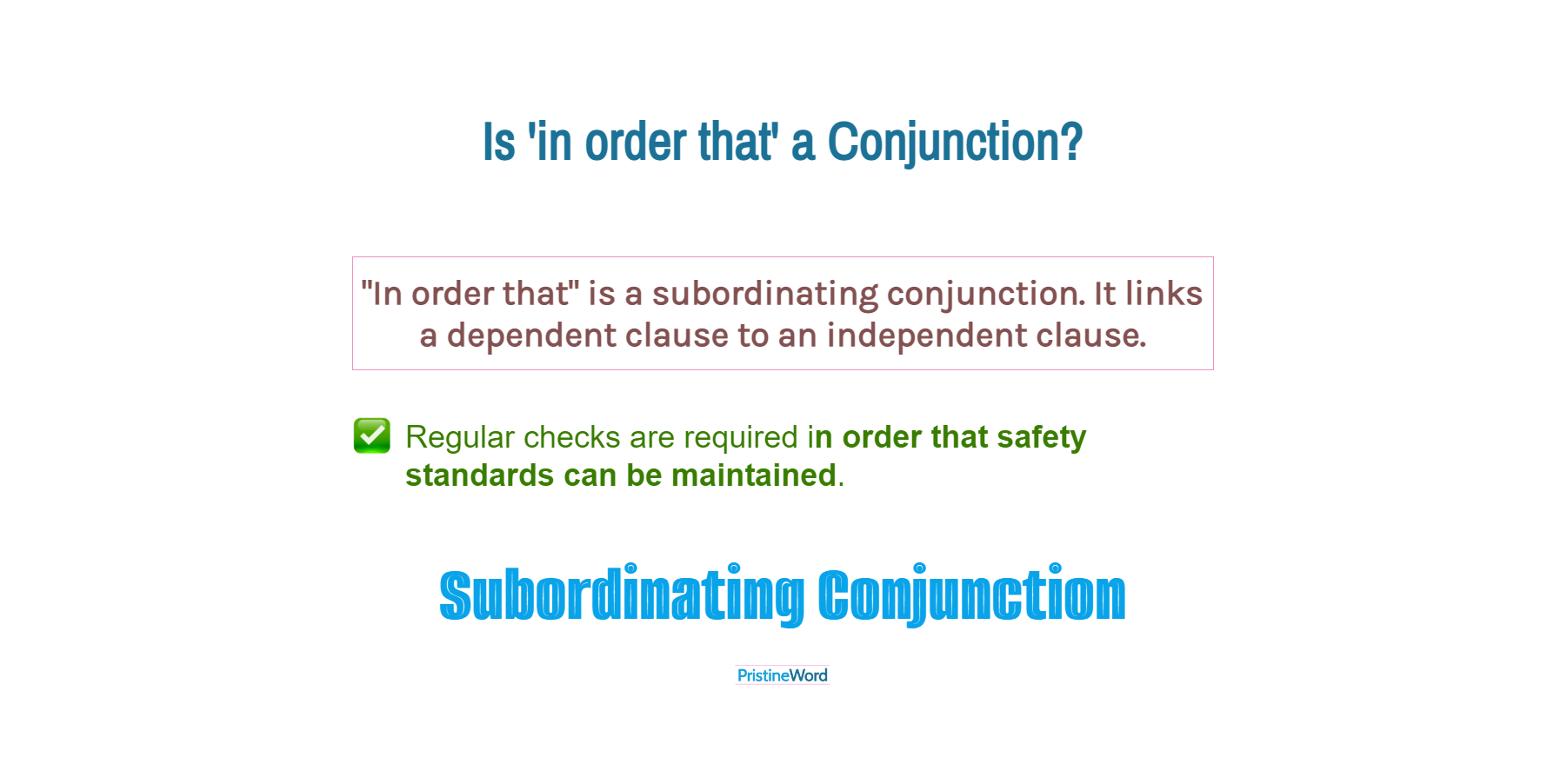 Is 'In order that' a Conjunction?