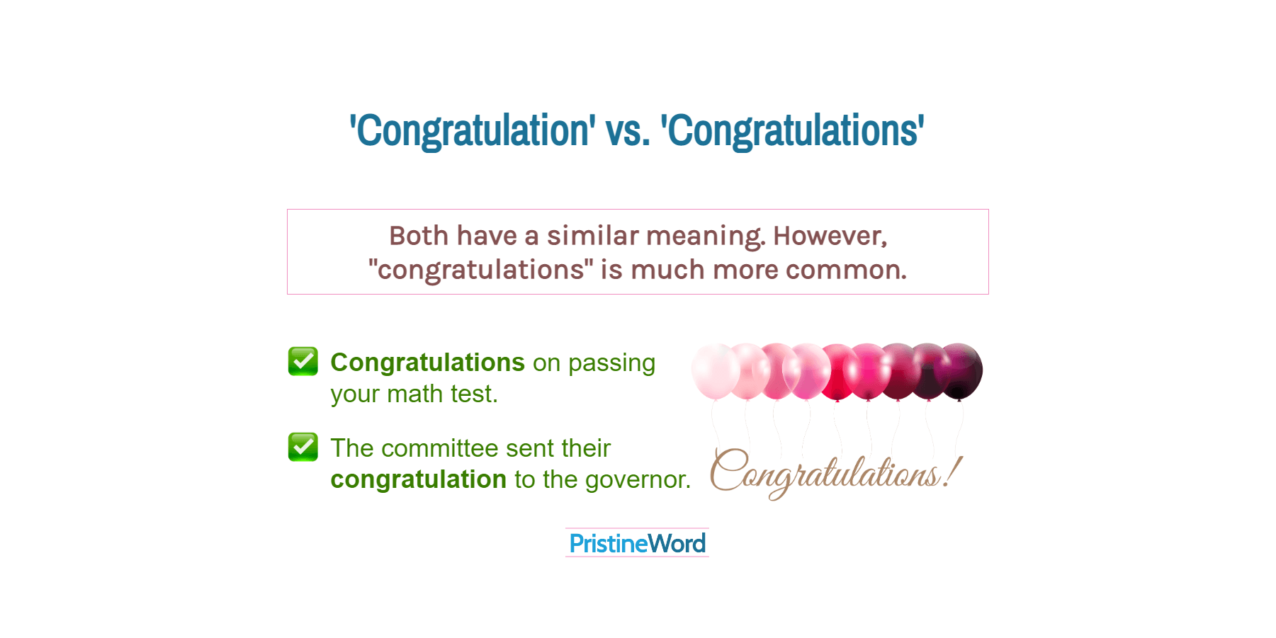 Congratulation vs. Congratulations. What's the Difference?