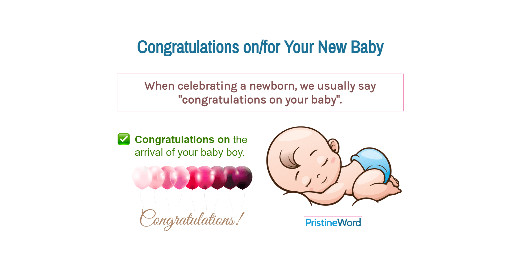 Congratulations on/for Your Baby (Prepositions)
