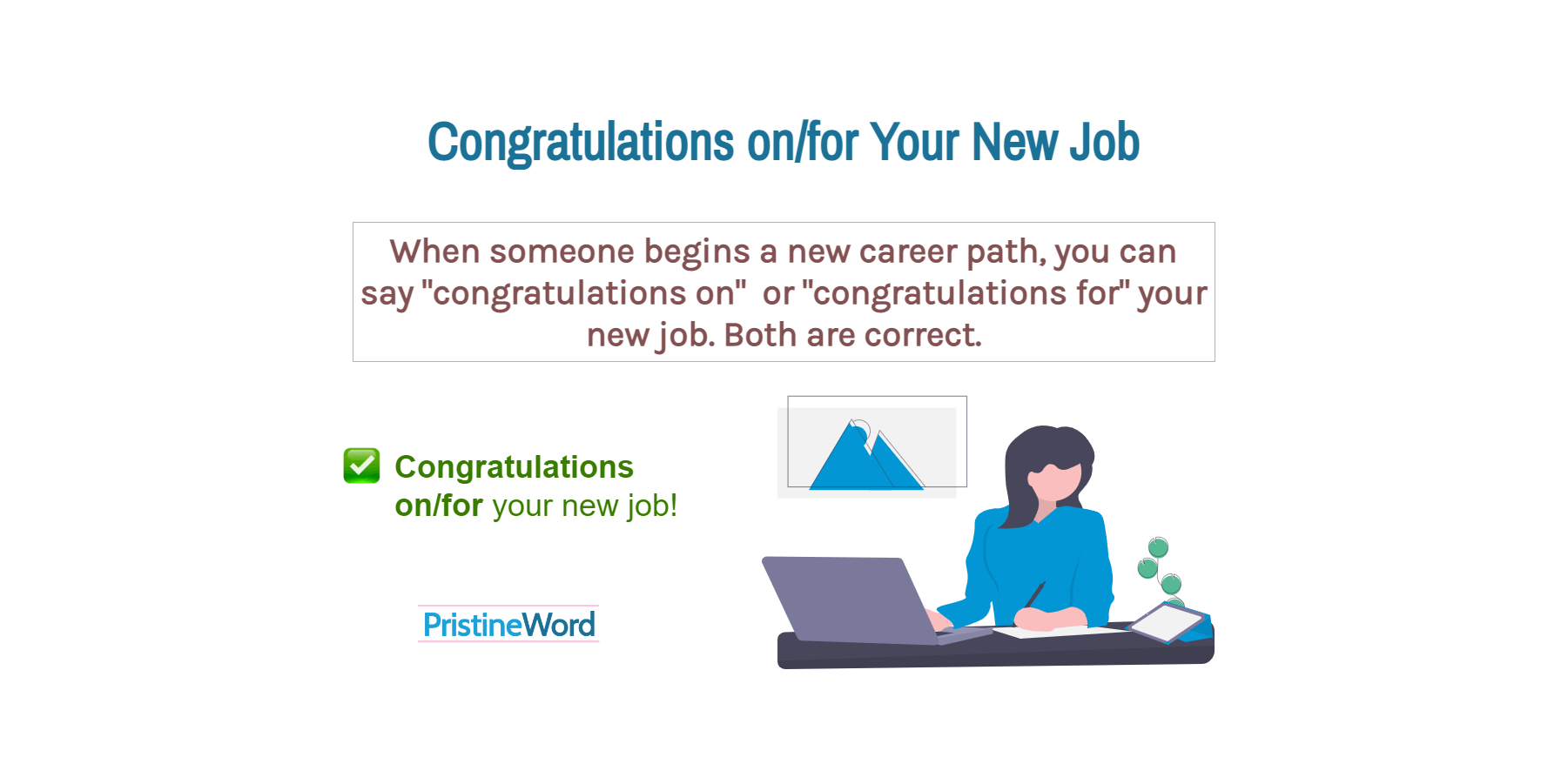 Congratulations on/for Your Job (Prepositions)