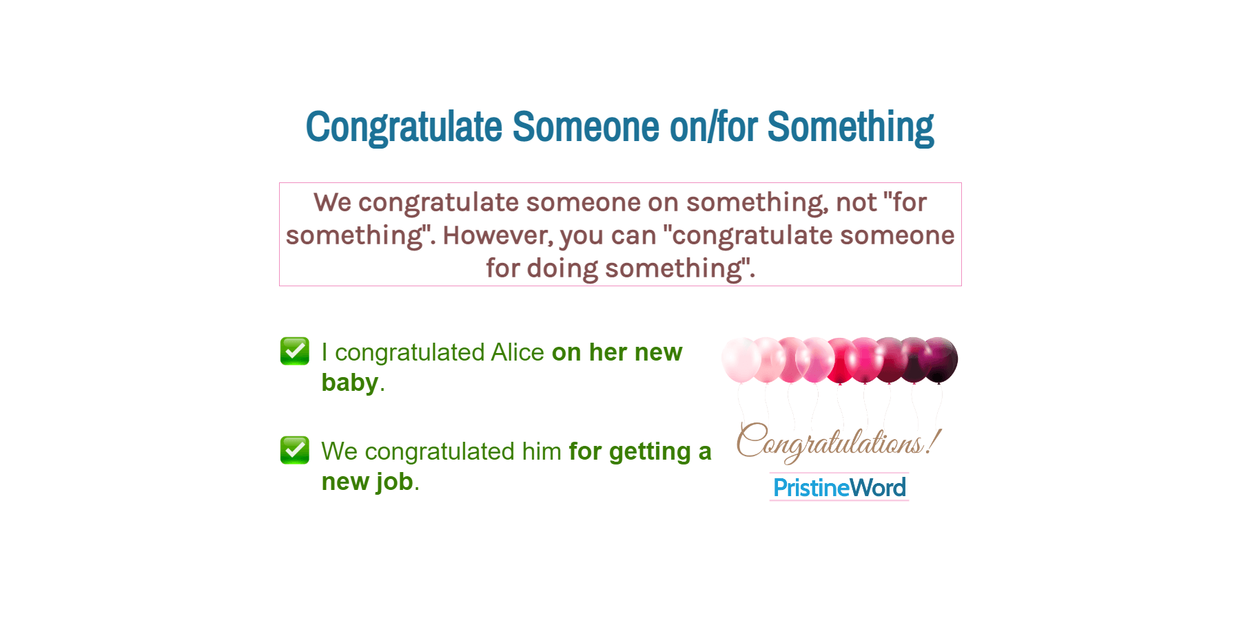 Congratulate Someone on/for Something
