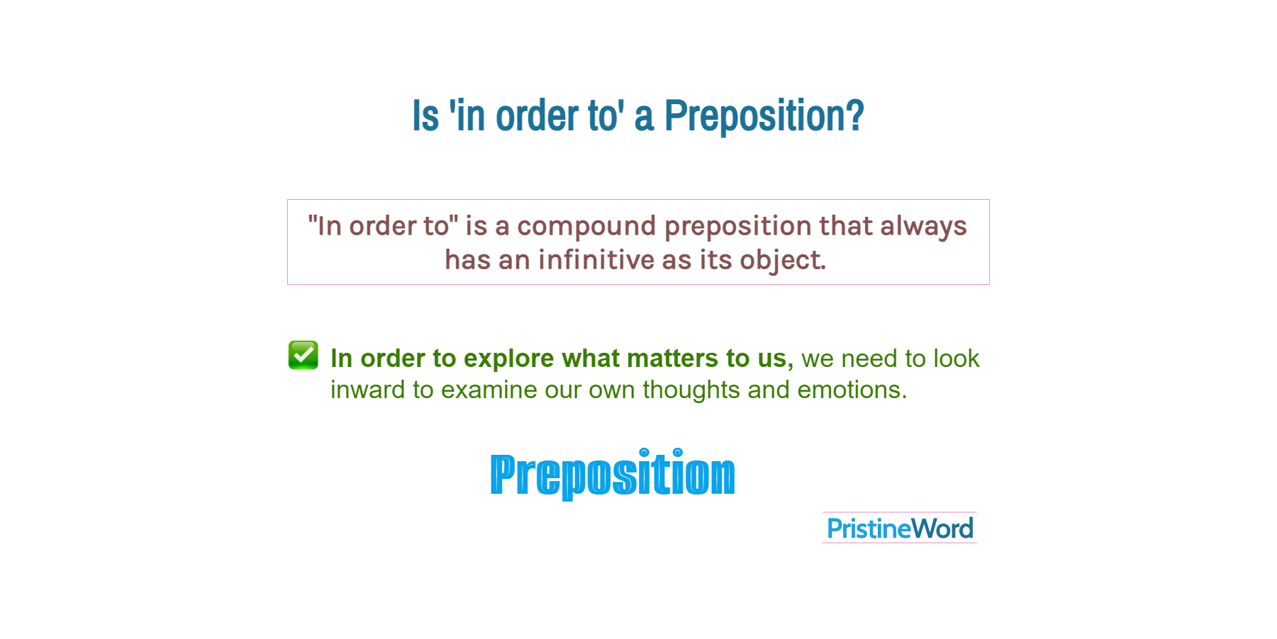 Is 'In order to' a Preposition or a Conjunction?