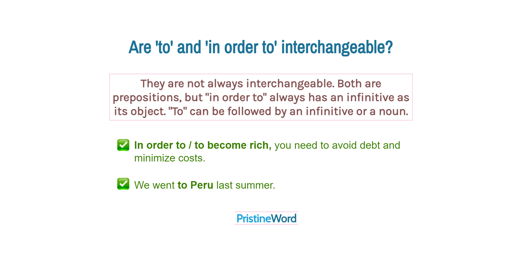 Are 'To' and 'In order to' interchangeable?