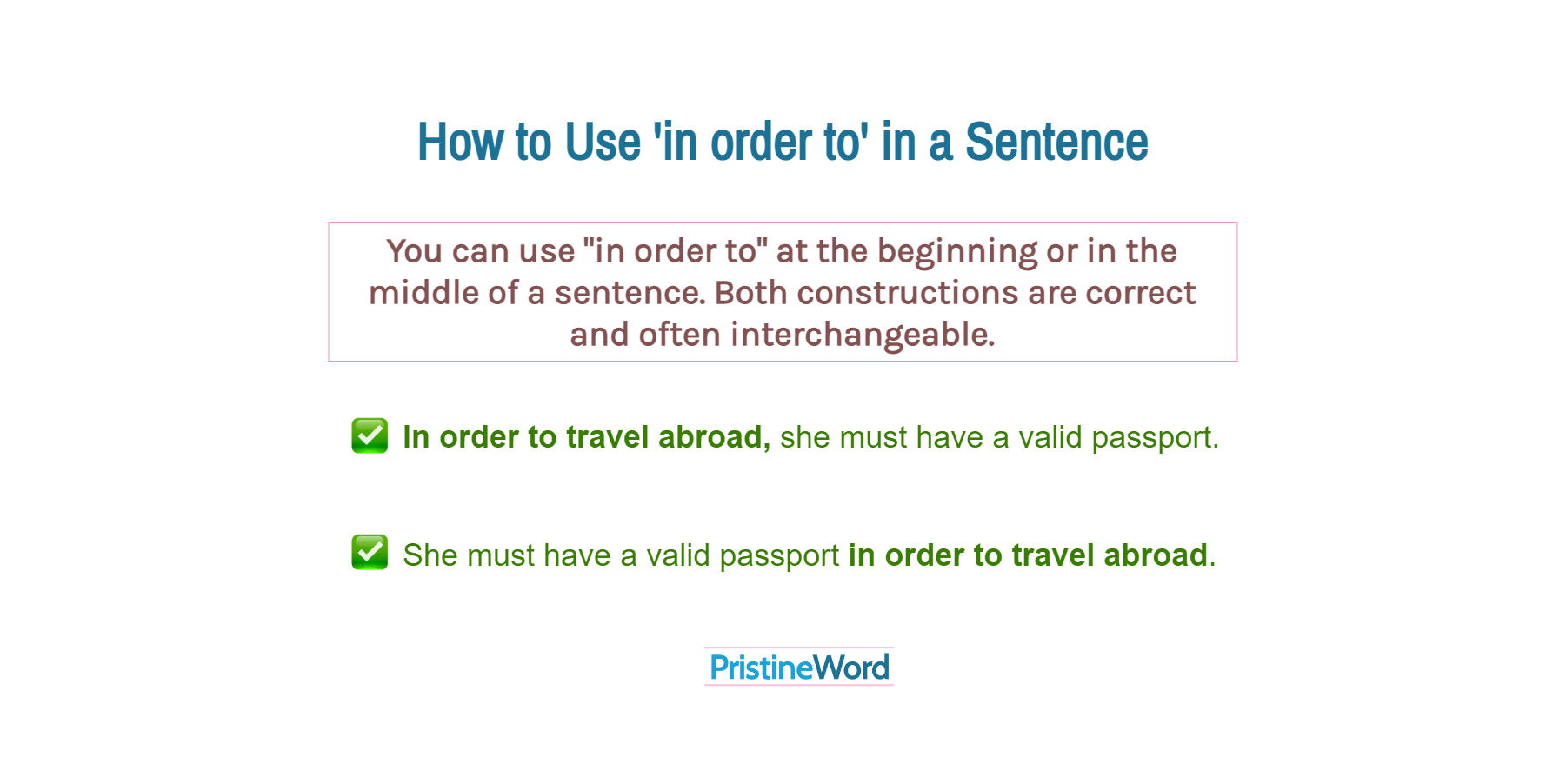 How to Use 'In order to'