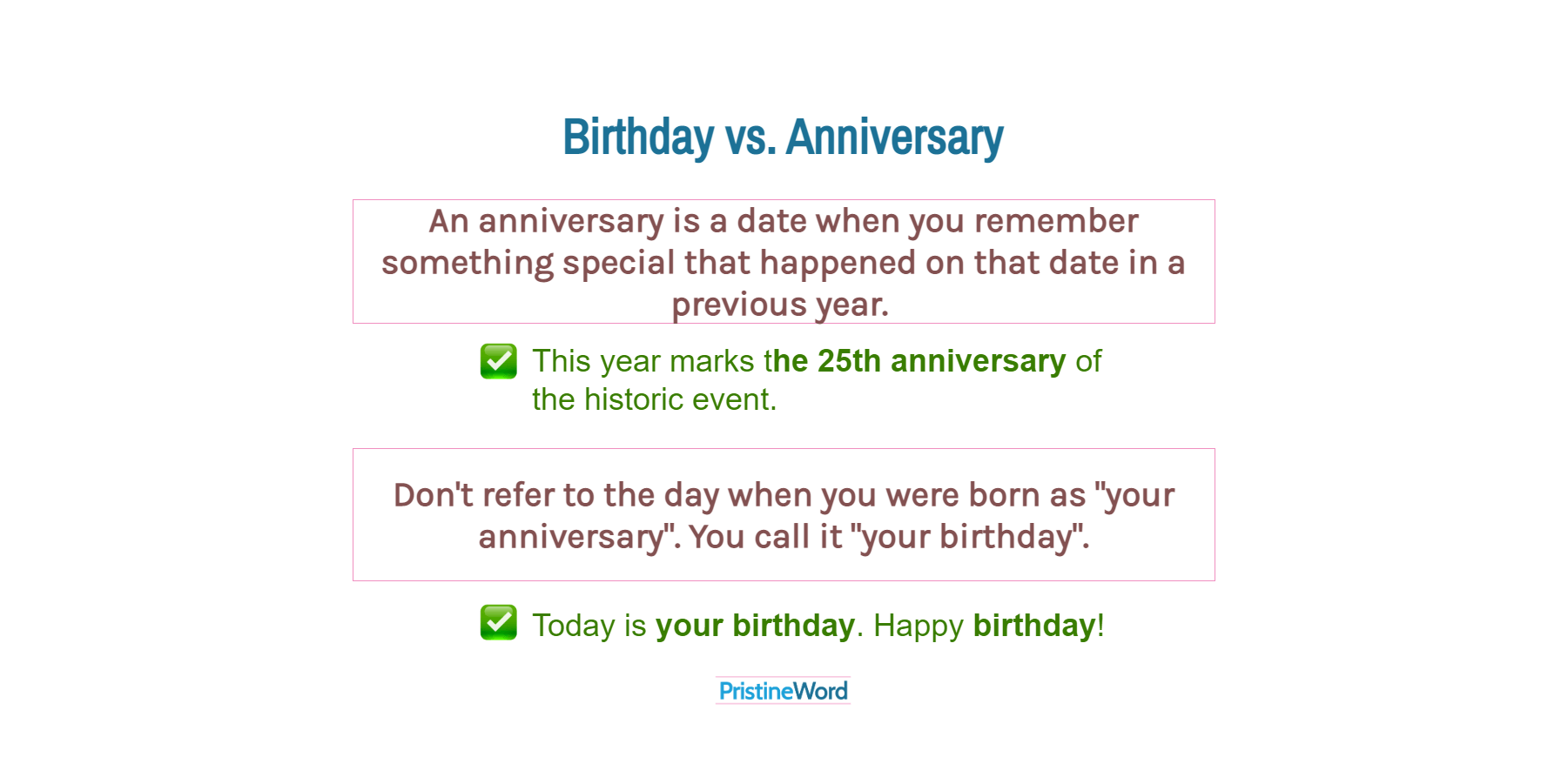 Birthday vs. Anniversary. What's the Difference?