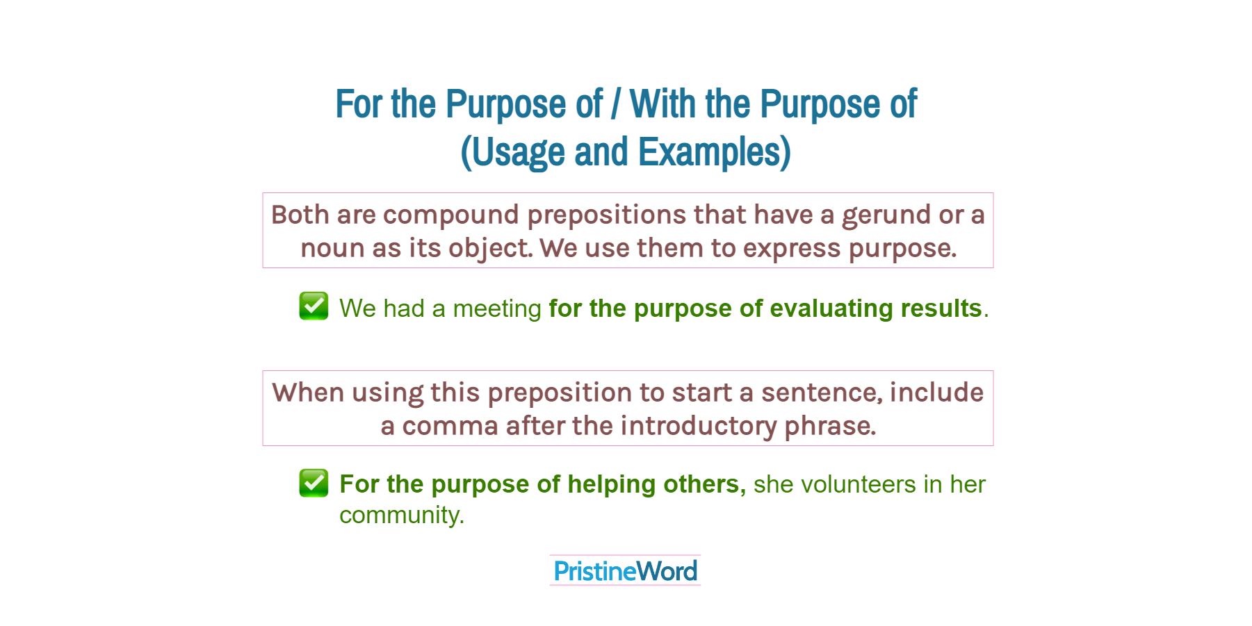 How to Use 'For the Purpose of'