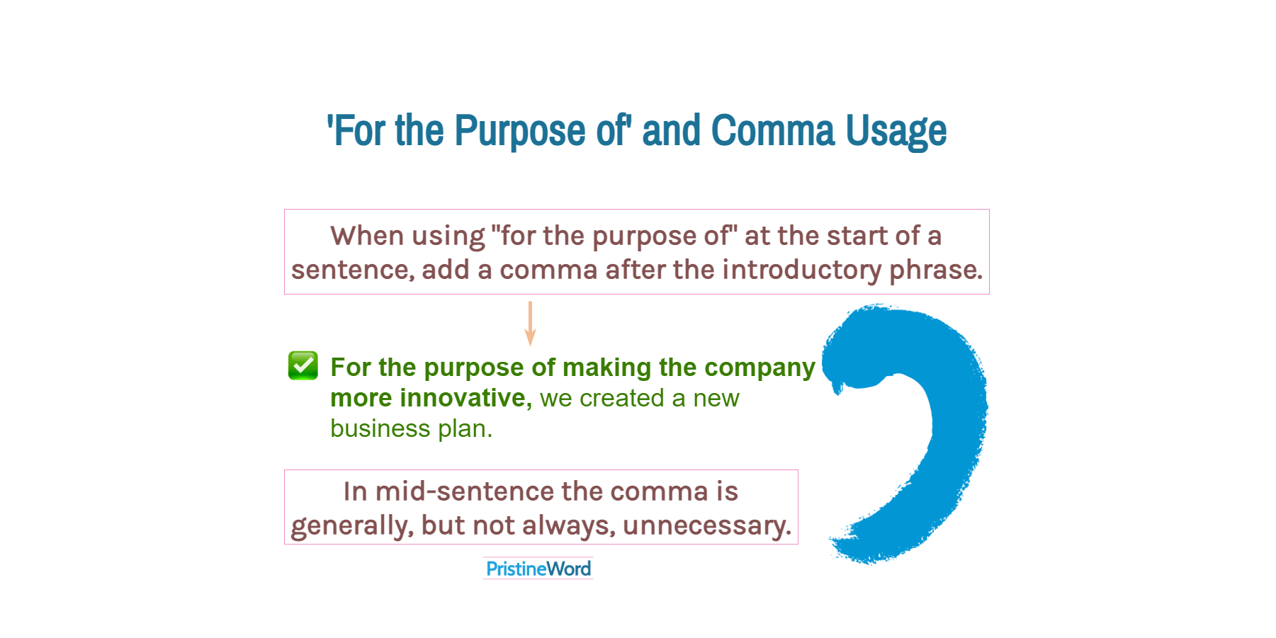 'For the Purpose of' and Comma Usage