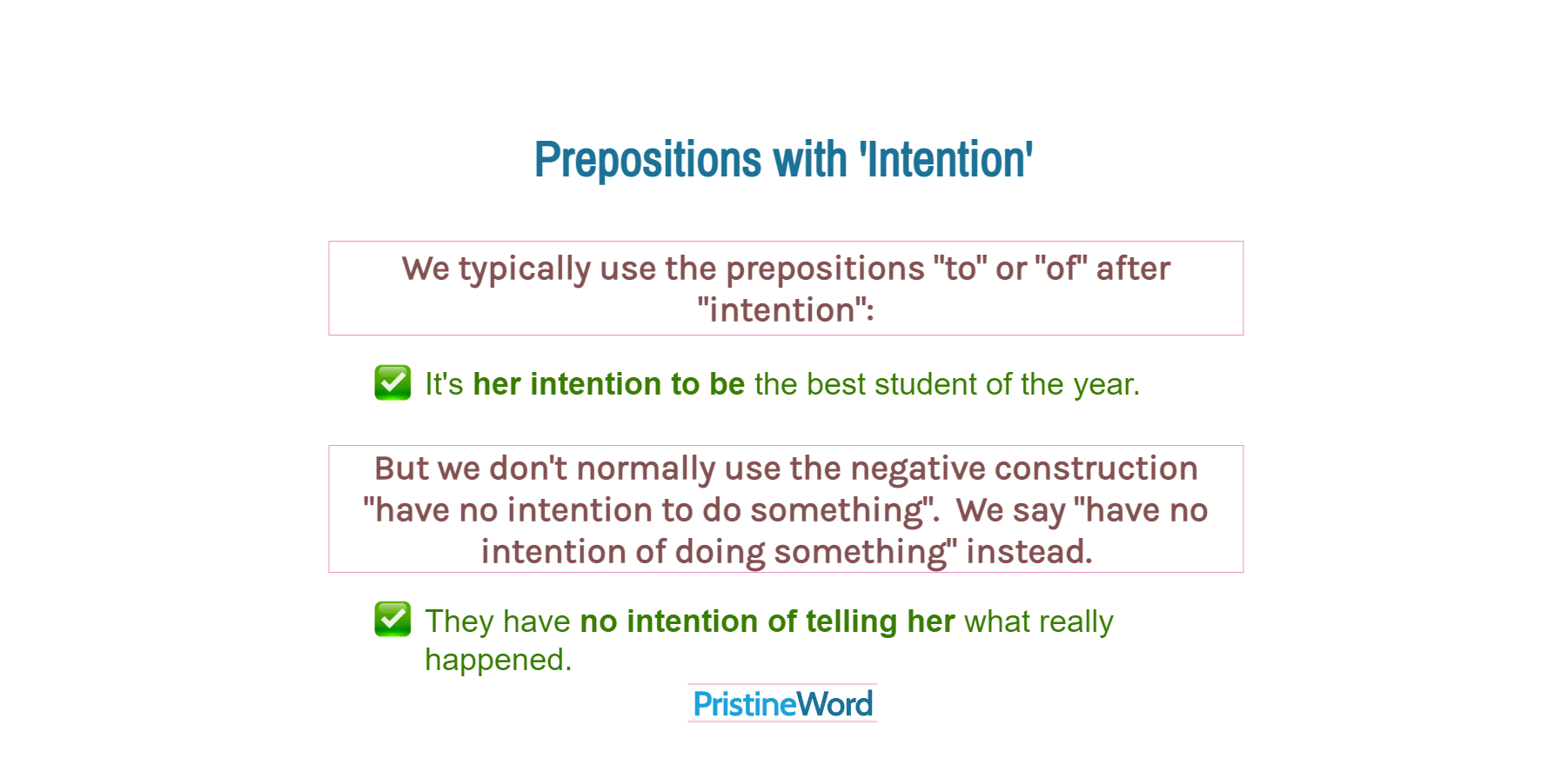 Prepositions to Use with 'Intention'