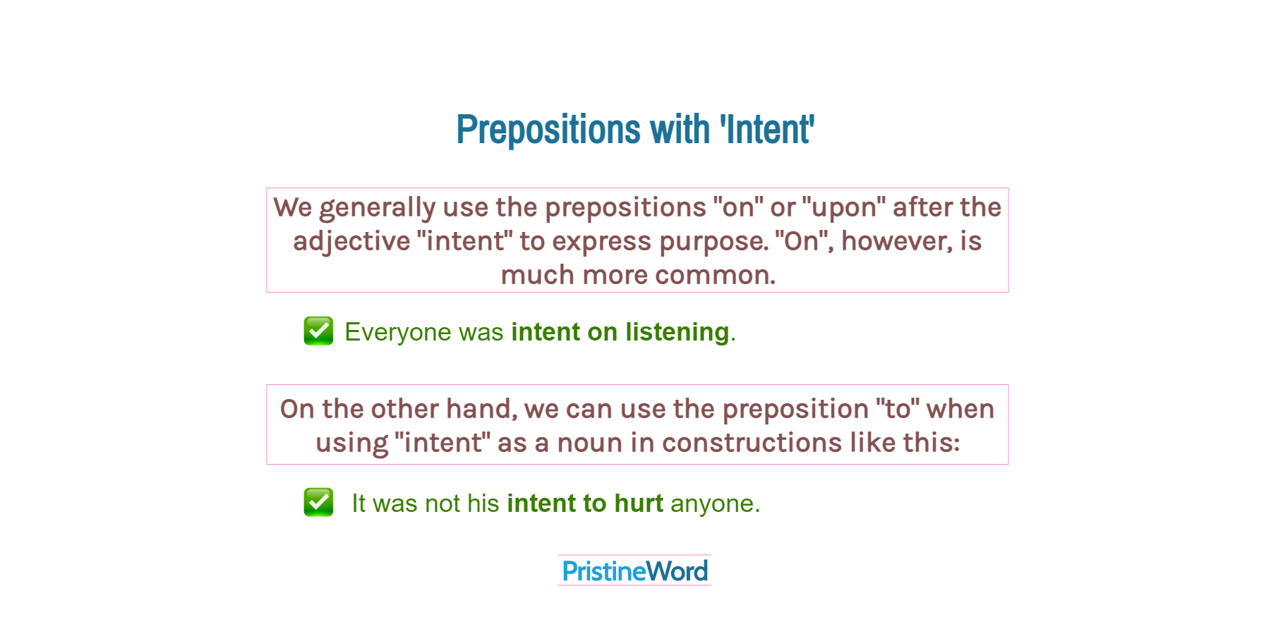 Prepositions to Use After 'Intent'