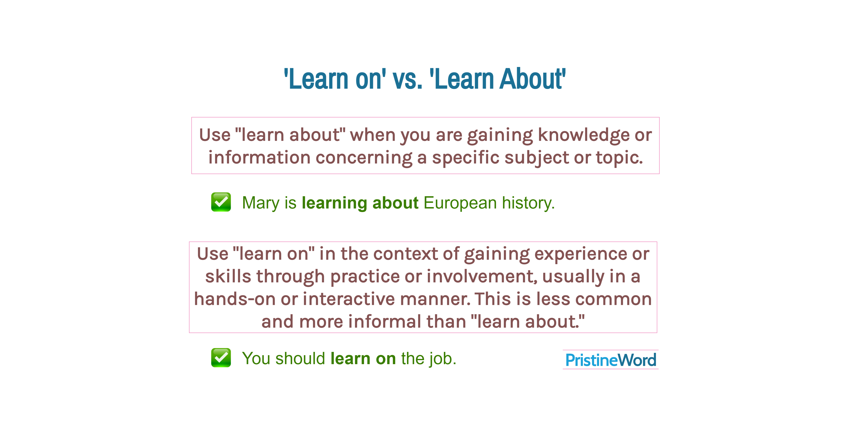 'Learn About' vs. 'Learn On'. What's the Difference?