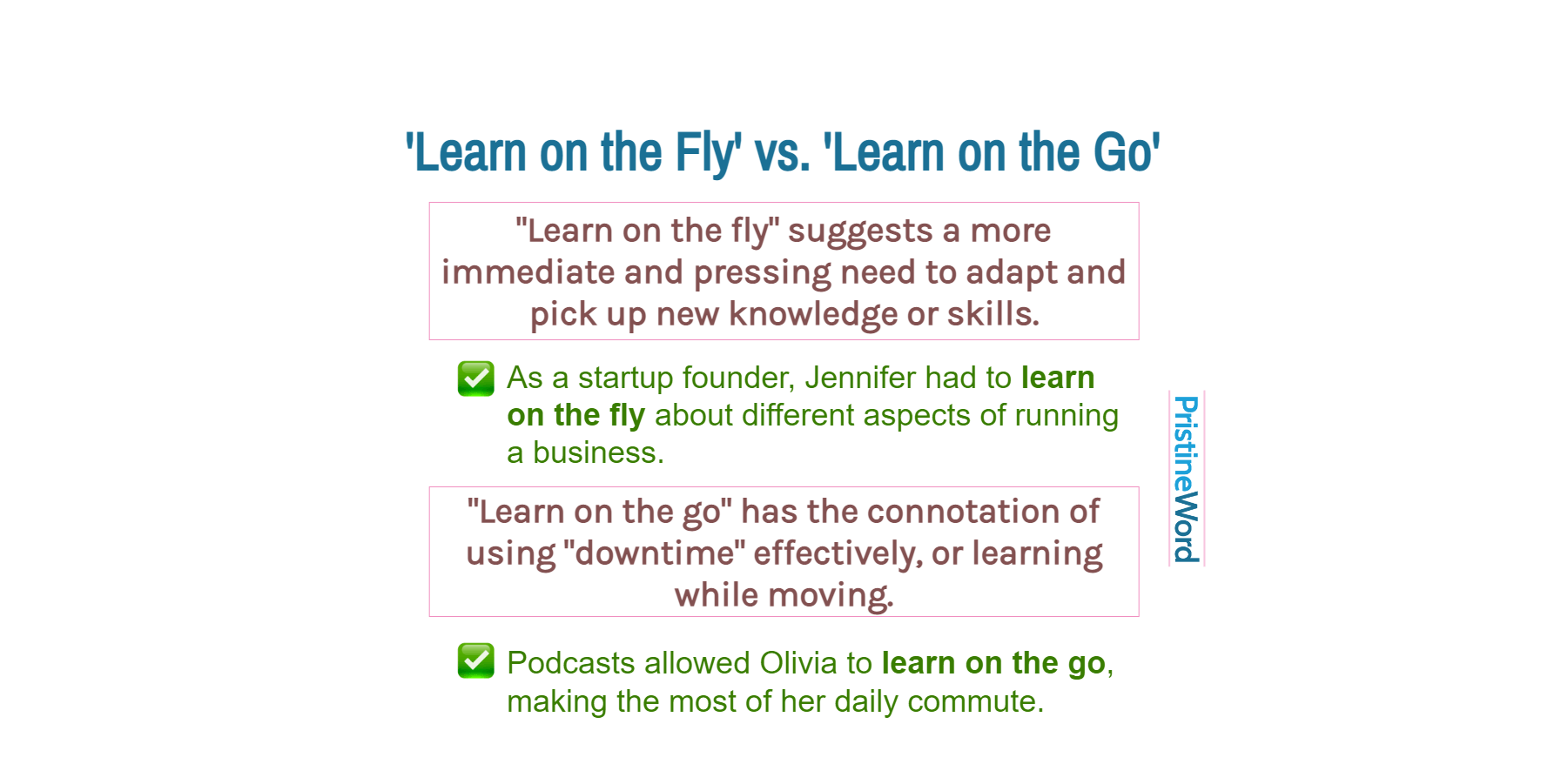 'Learn on the Fly' vs. 'Learn on the Go'. What's the Difference?