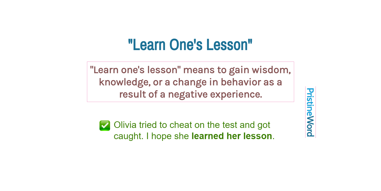 'Learn One's Lesson': Meaning and Usage
